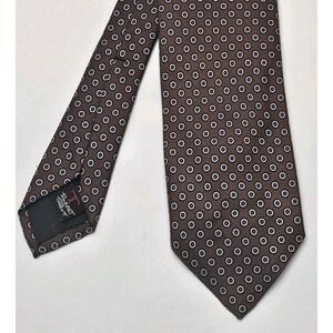 Robert Talbott Bruhn England Silk Tie Brown Blue Dots Handmade England 2.75"